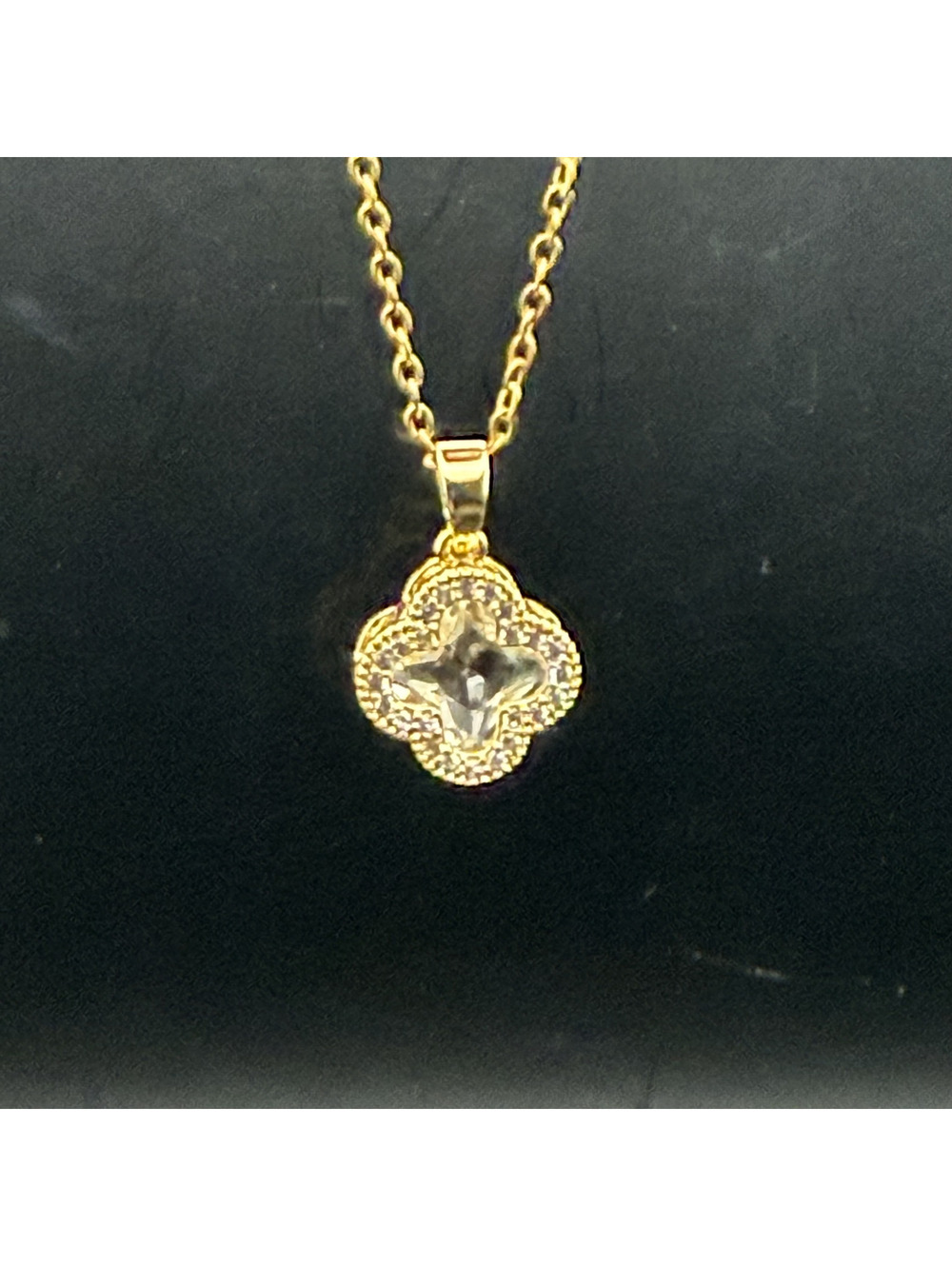 candy+clover clear crystal clover pendant with free chain